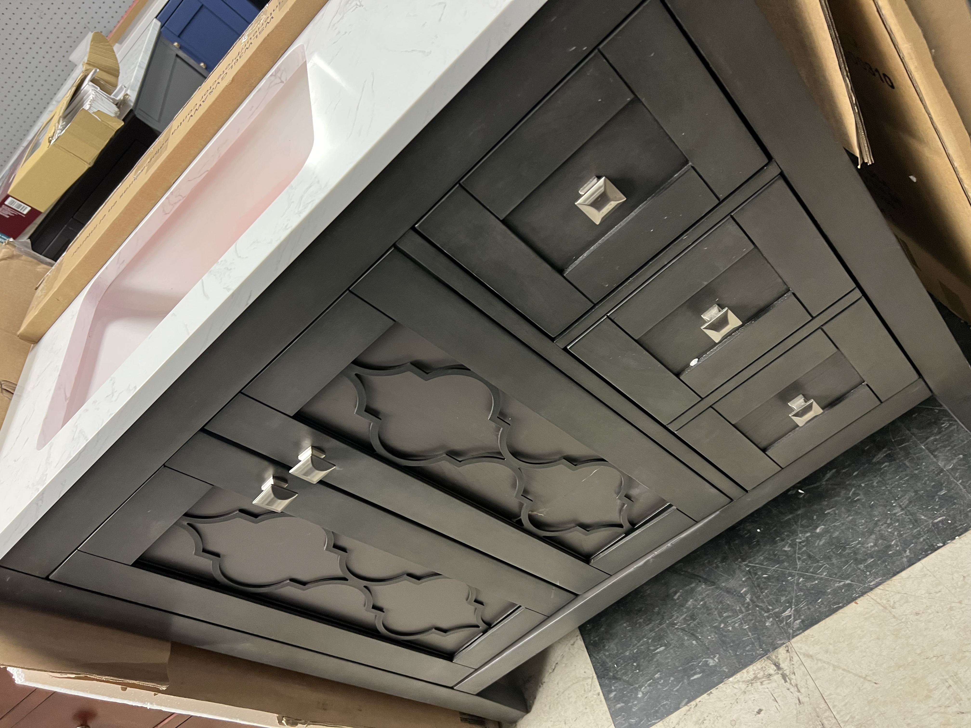 54' Single Sink Bathroom Vanity With white Stone top